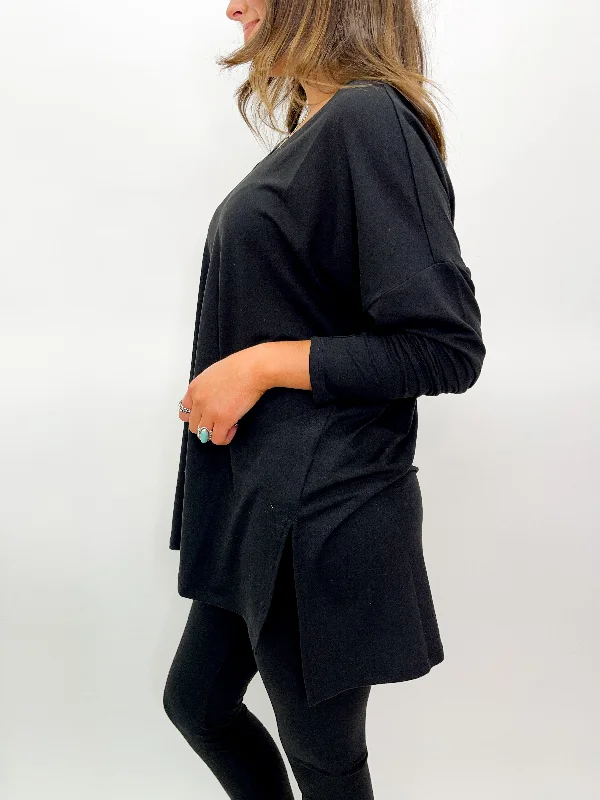 Soft Tunic and Leggings Lounge Set - Black