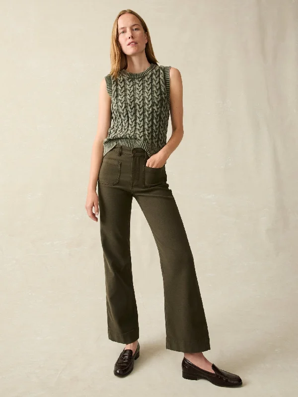 Faherty Stretch Terry Patch Pocket Pant / Forest Olive