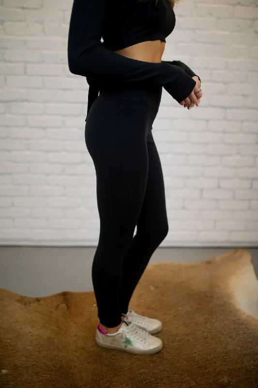 High Waist Essential Leggings - Black