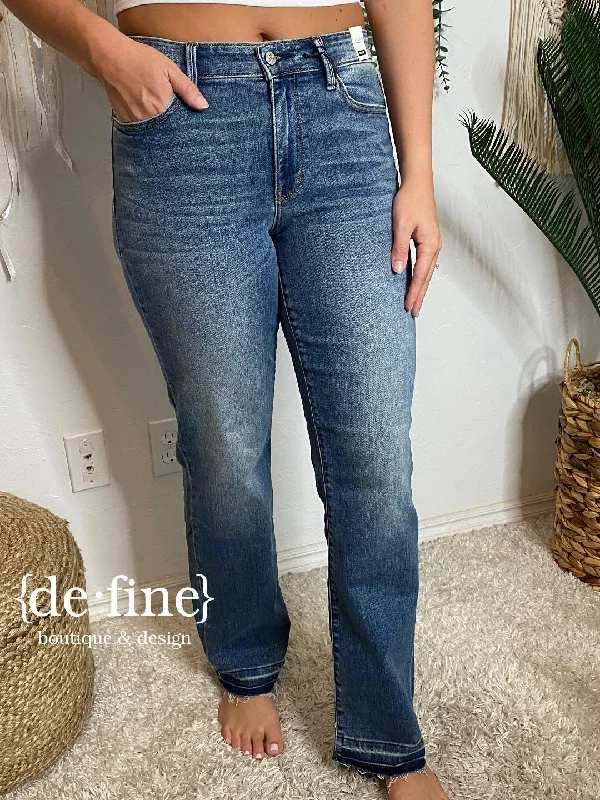 Judy Blue Mid Rise Dad Jeans with Release Hem