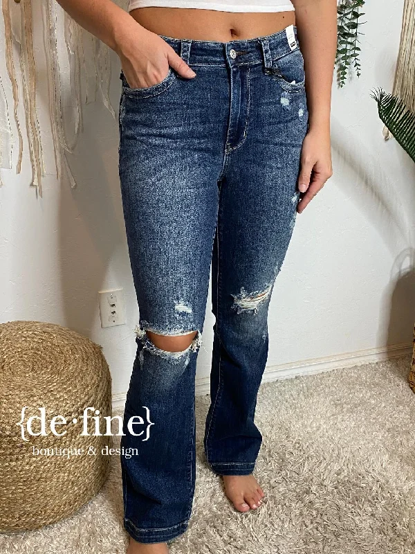 Judy Blue Mid Rise Sanded & Destroyed Bootcut Jeans