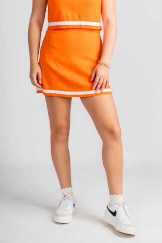 Knit mini skirt sunkist/white