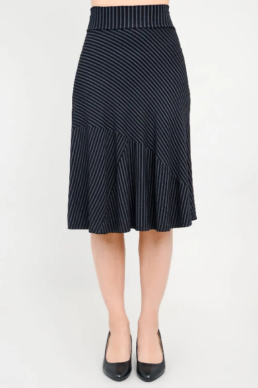 Lillian Skirt, Blk/Grey Stripe, Bamboo