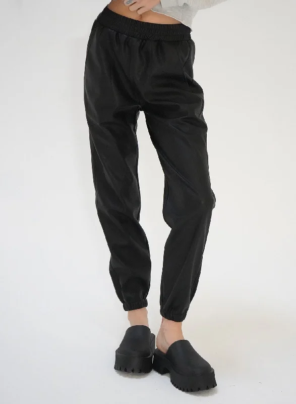 LNA Utility Faux Leather Jogger / Black