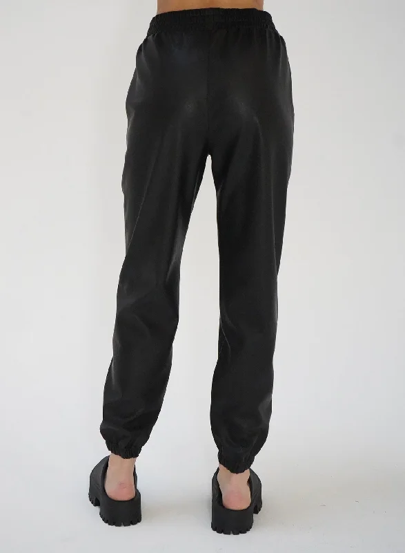 LNA Utility Faux Leather Jogger / Black