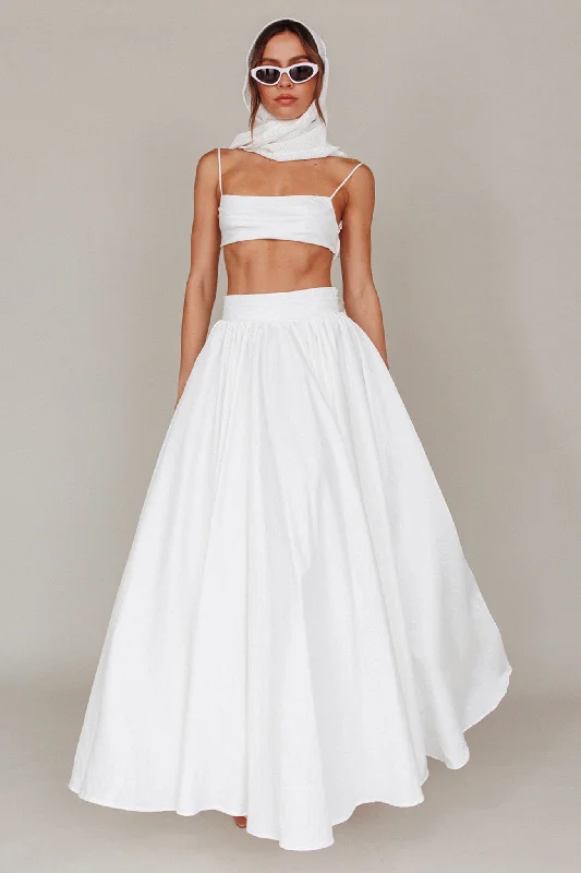 Love Songs Tied Back Maxi Skirt White