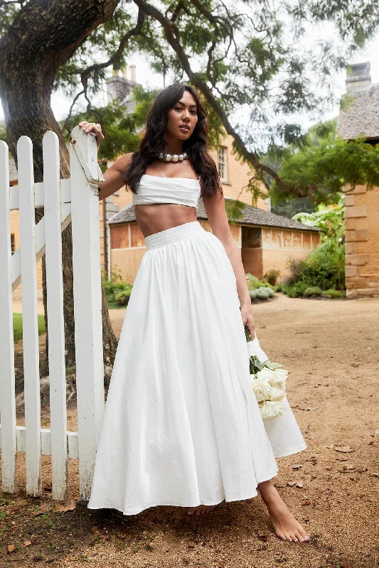 Love Songs Tied Back Maxi Skirt White