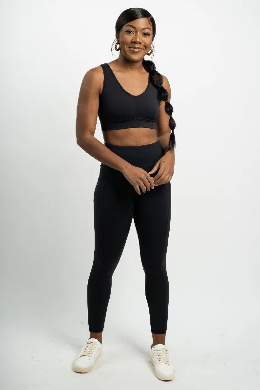 Lycra blend activewear leggings black