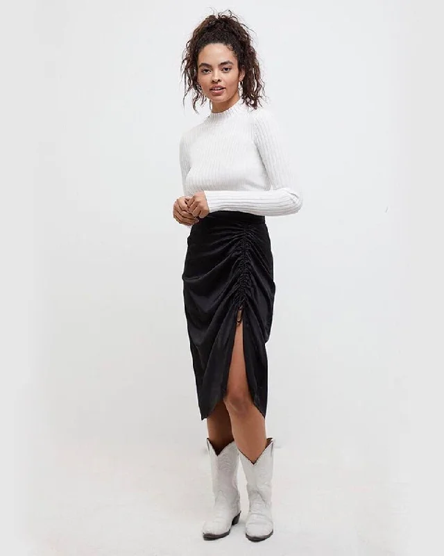 MINKPINK - Last Song Drawstring Satin Midi Skirt in Black