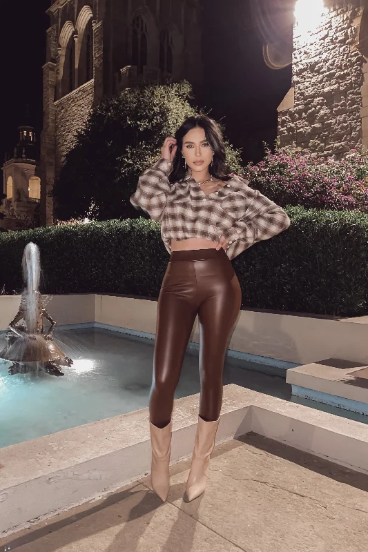 Mona Leather Leggings - Brown