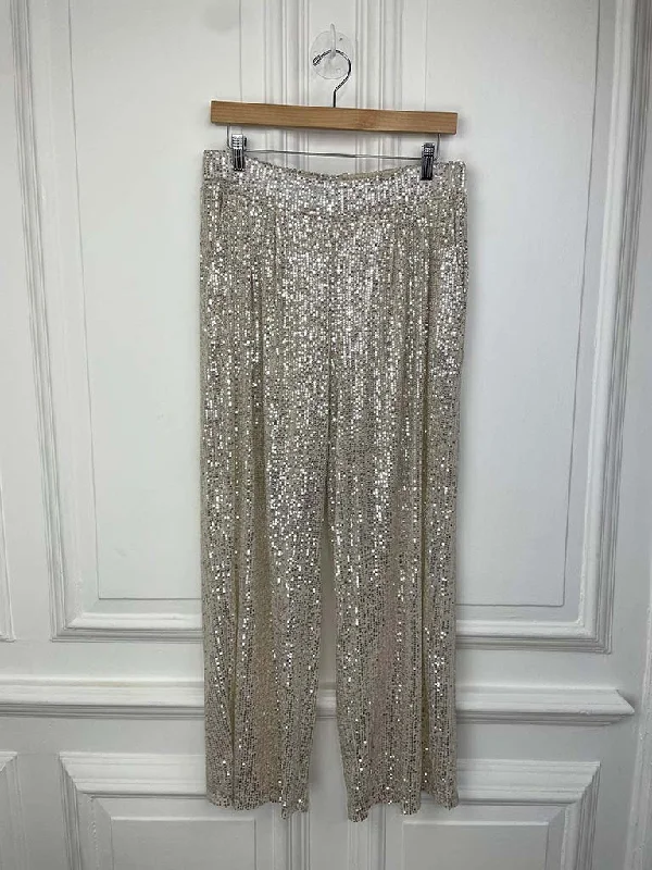 Sequin Palazzo Trousers - Champagne