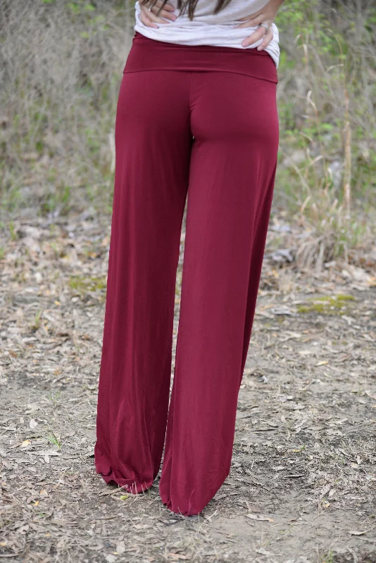 Solid Burgundy Yoga Pants