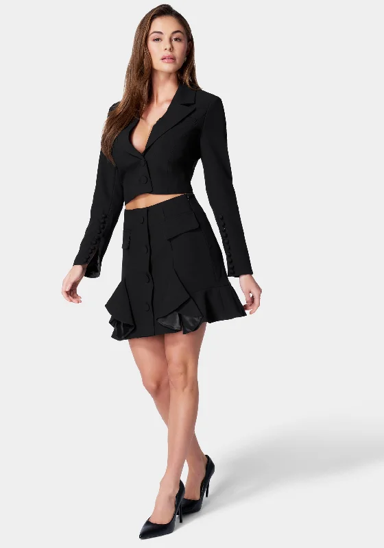 Tailored Flounce Mini Skirt