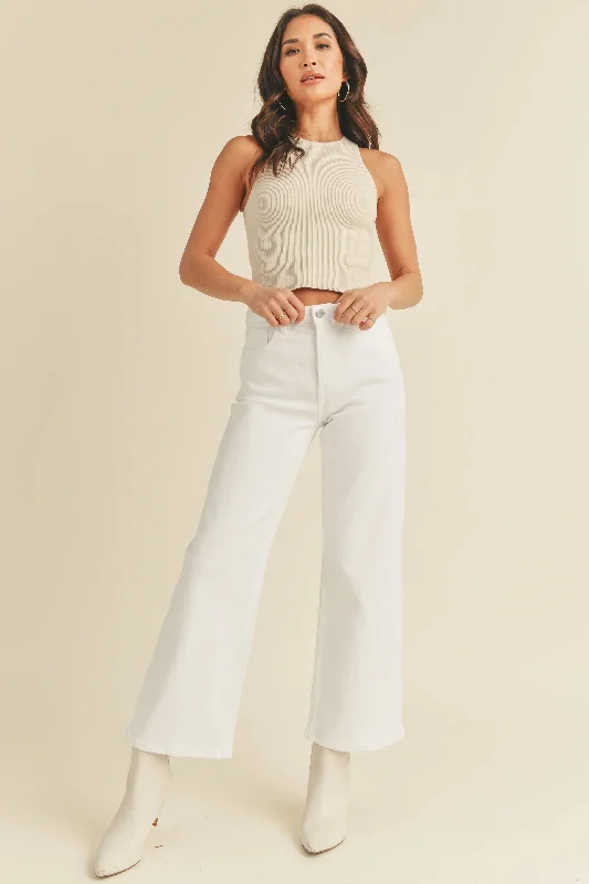 JUST BLACK DENIM White Slim Wide Leg Jean