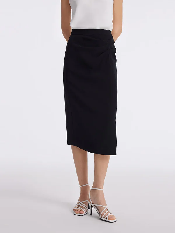 Triacetate Slit Ruched Women Half Skirt