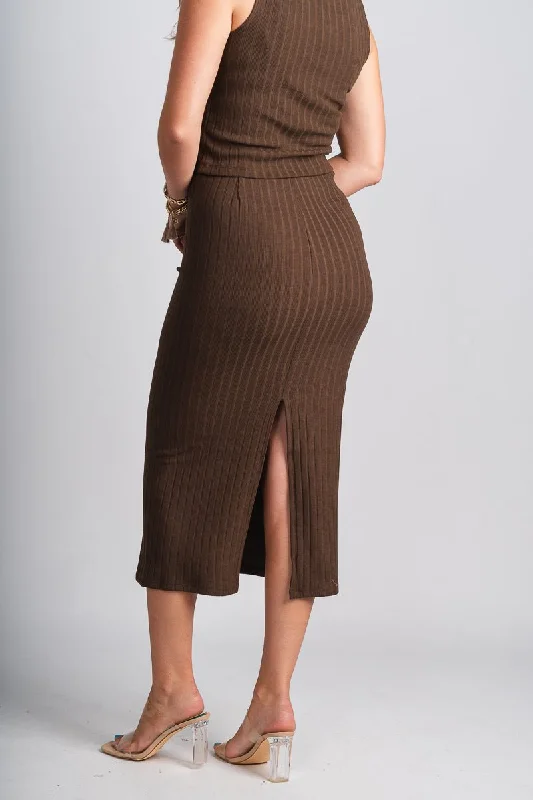 Z Supply Louisa rib midi skirt chocolate