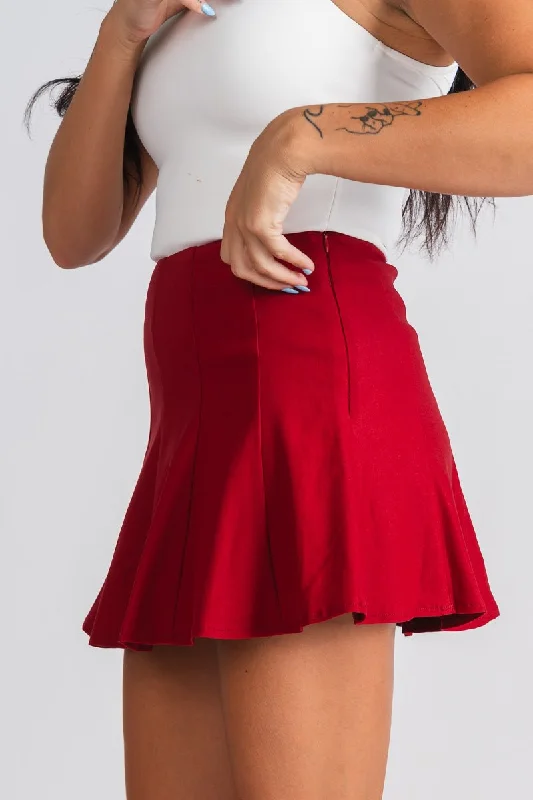 Zip flare skirt astro red