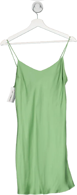 Asceno Green The Lyon Washed-silk Mini Slip Dress UK S Cozy Ribbed Mini Dress