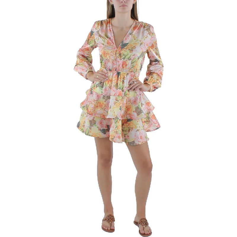 Beulah Womens Mini Tiered Fit & Flare Dress Cozy Knit Mini Dress
