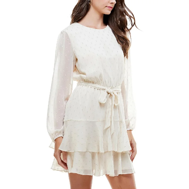 City Studios Womens Juniors Party Mini Fit & Flare Dress Fashionable Lace Mini Dress City Studios Womens Juniors Party Mini Fit & Flare Dress Fashionable Lace Mini Dress