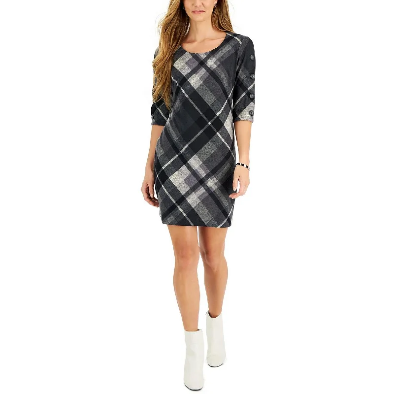 Connected Apparel Womens Petites Semi-Formal Mini Sheath Dress Comfortable Boho Mini Dress