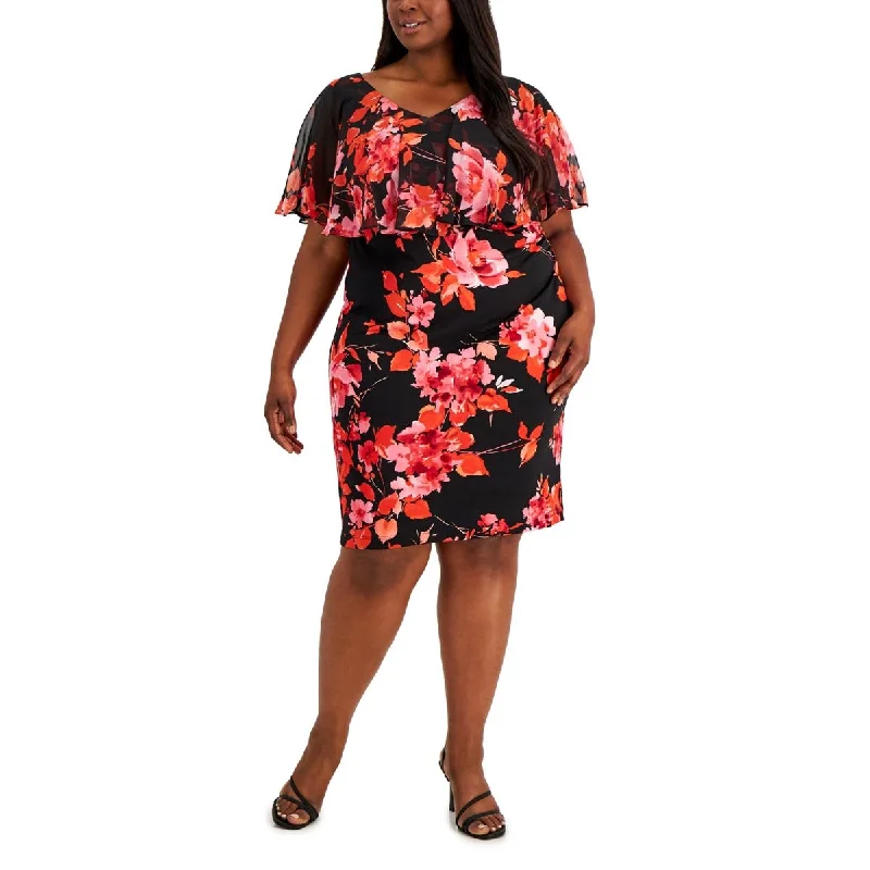 Connected Apparel Womens Plus Sheer Mini Sheath Dress Comfortable Boho Mini Dress