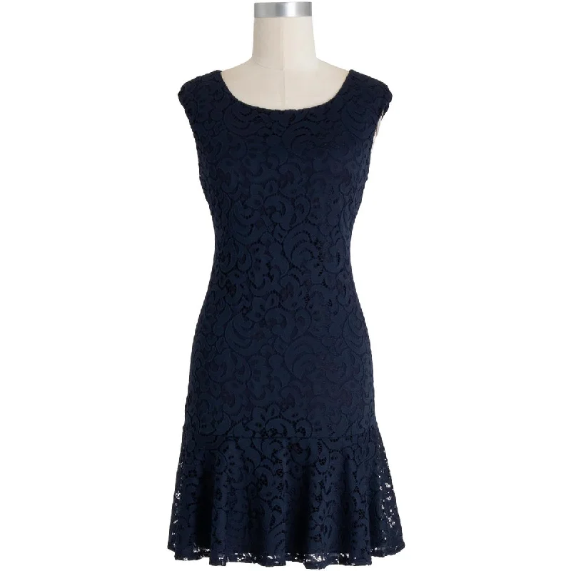 Connected Apparel Womens Ruffled Hem Mini Sheath Dress Elegant Lace-Up Mini Dress