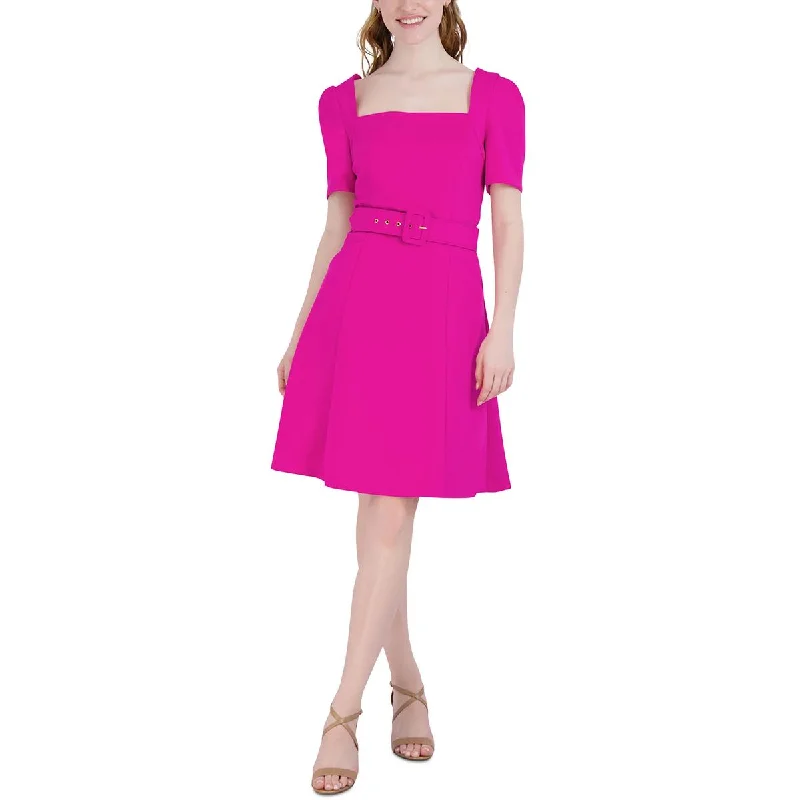 Donna Ricco Womens Belted Mini Fit & Flare Dress Fashionable Summer Mini Dress