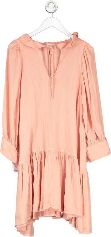 evarae Marais Ruffle Tiered Minidress - Peach Pink UK S Trendy Crossover Mini Dress