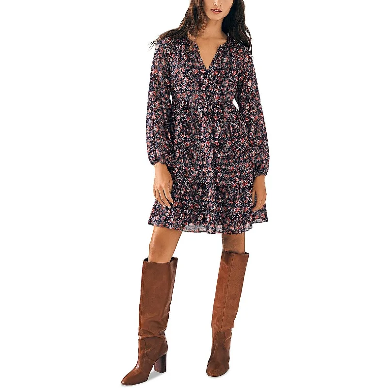 Faherty Womens Silk Blend Mini Fit & Flare Dress Comfortable Polka Dot Mini Dress