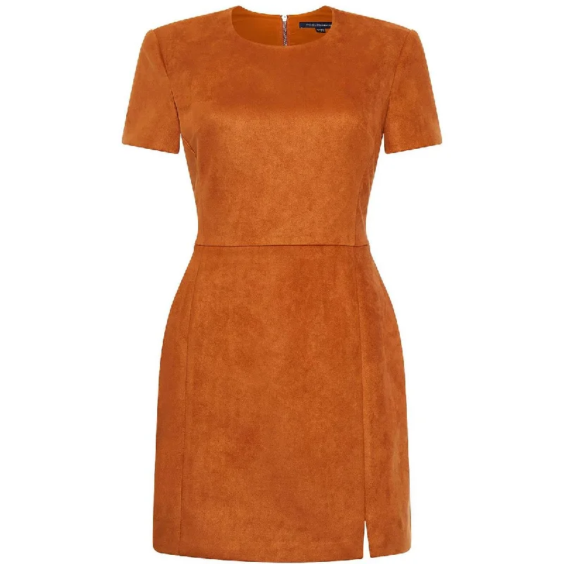 French Connection Womens Full Zip Mini Sheath Dress Comfortable Off-Shoulder Mini Dress