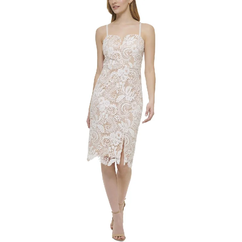 Guess Womens Mini Lace Slip Dress Cozy T-Shirt Mini Dress