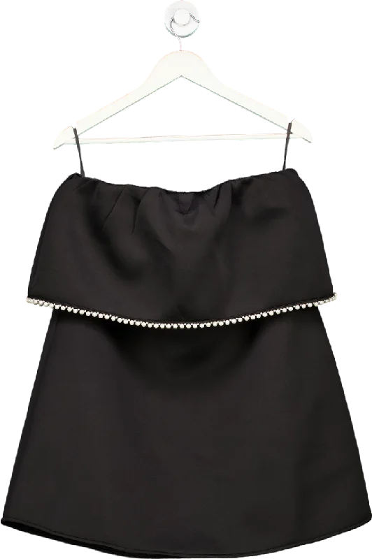 In The Style Black Bandeau Pearl Trim Mini Skater Dress UK 14 Fashionable Summer Mini Dress