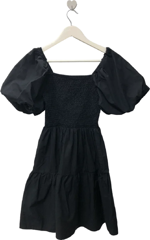 In The Style Corset Detail Puff Sleeve Mini Skater Dress In Black UK 12 Elegant Mini Dress with Ruffles