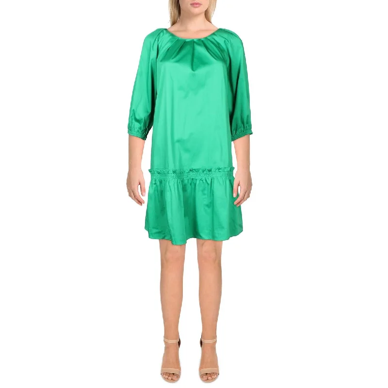 Karl Lagerfeld Paris Womens Smocked Mini Fit & Flare Dress Fashionable Boho-Chic Mini Dress