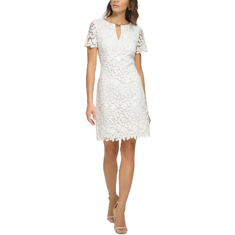 Kensie Dresses Womens Daytime Mini Sheath Dress Classic White Mini Dress