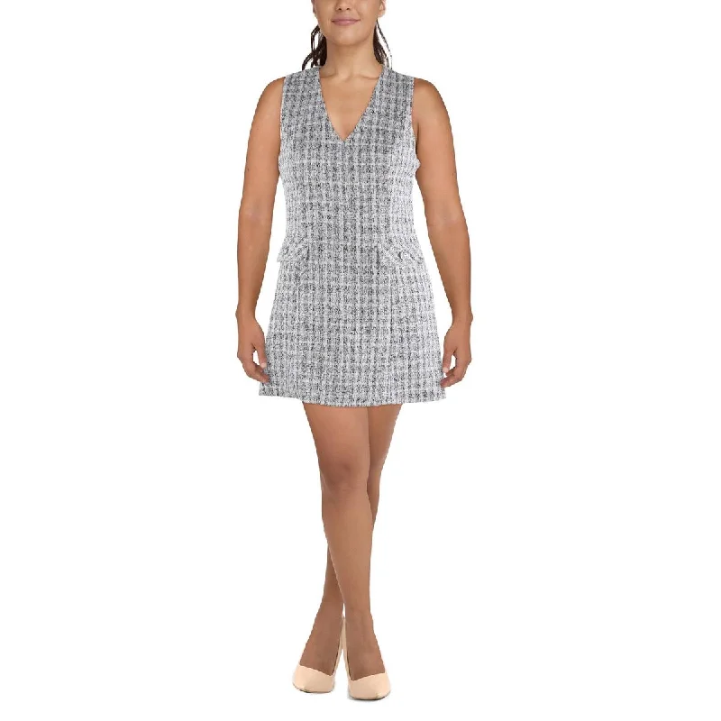 Laundry by Shelli Segal Womens Tweed Mini Sheath Dress Classic Shift Mini Dress