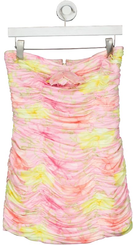 loveshackfancy Pink Nerra Mini Ruched Dress UK 8 Trendy A-Line Mini Dress