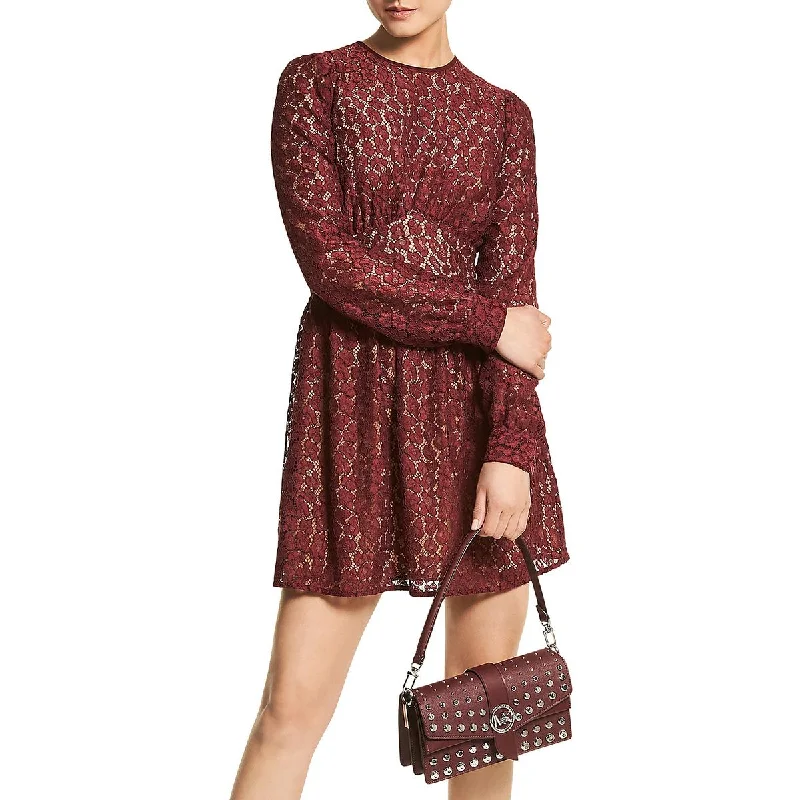 MICHAEL Michael Kors Womens Lace Mini Fit & Flare Dress Fashionable A-Line Mini Dress