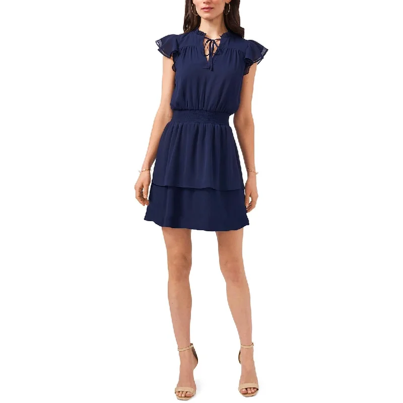 MSK Womens Petites Formal Mini Sheath Dress Cozy Ruched Mini Dress