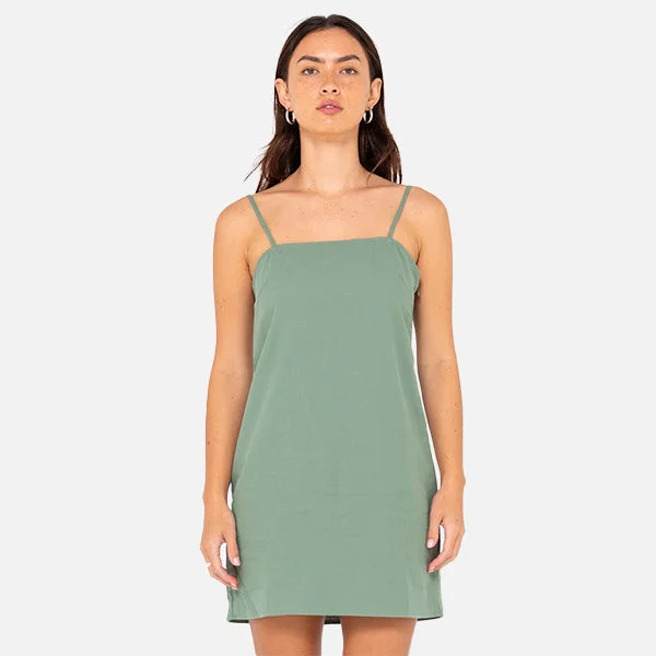 Rusty Sweet Water Mini Slip Dress - Sage Leaf Stylish Floral Print Mini Dress