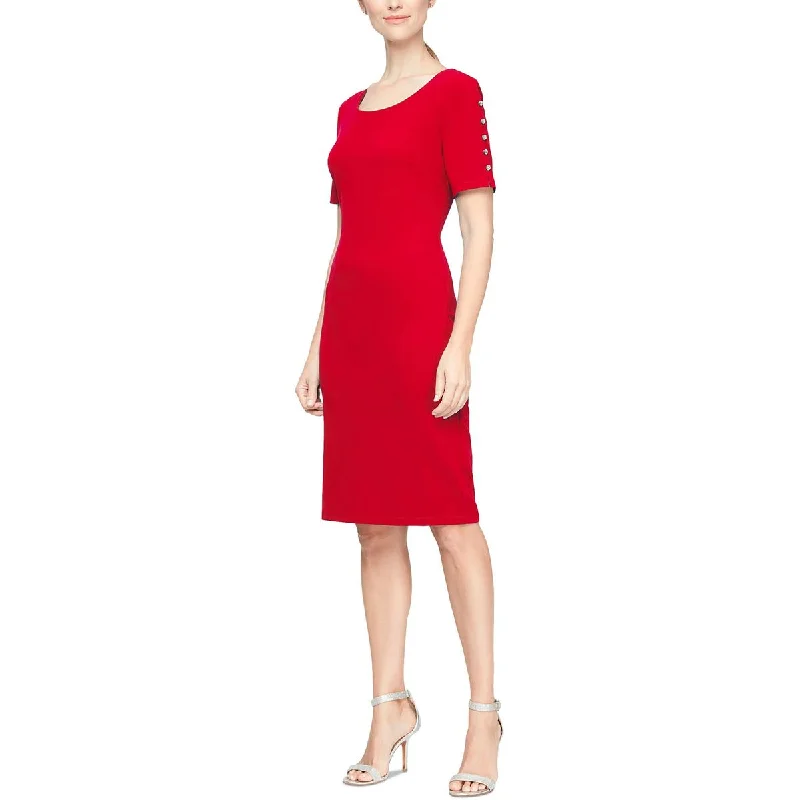 SLNY Womens Embellished Mini Sheath Dress Classic Striped Mini Dress