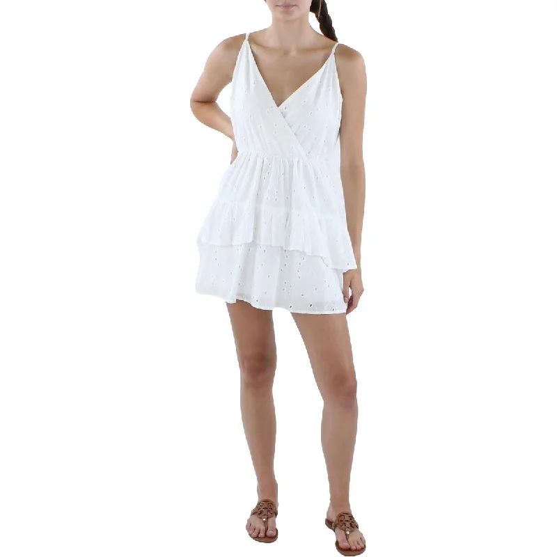 Speechless Womens Juniors Eyelet Mini Fit & Flare Dress Cozy A-Line Mini Dress