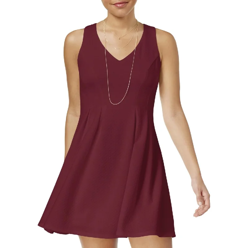 Teeze Me Womens Juniors Mini A-Line Cocktail Dress Elegant Floral-Print Mini Dress