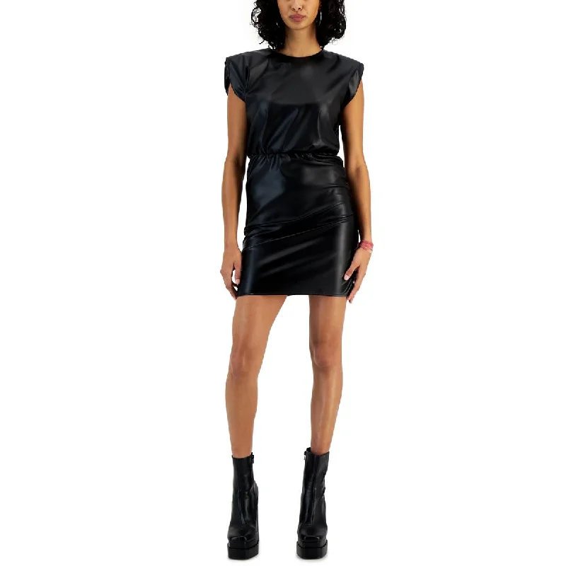 Tinsel Womens Faux Leather Mini Sheath Dress Stylish Summer Mini Dress