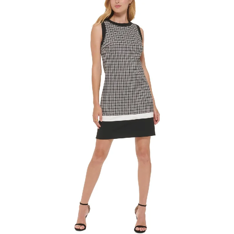 Tommy Hilfiger Womens Mini Houndstooth Sheath Dress Trendy Camisole Mini Dress