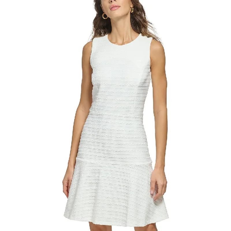 Tommy Hilfiger Womens Petites Jacquard Mini Fit & Flare Dress Fashionable Party Mini Dress