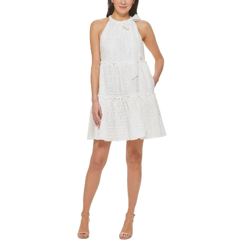 Vince Camuto Womens Summer Mini Halter Dress Cozy Cotton Mini Dress