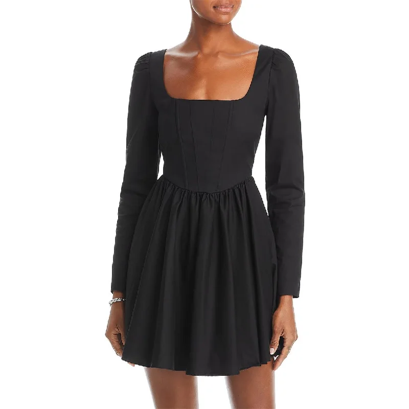 WAYF Womens Marie Corset Seamed Mini Fit & Flare Dress Elegant Satin Mini Dress