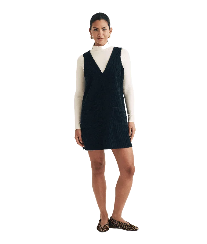 Cord Piper Mini Pinafore Dress - Black Elegant Lace Mini Dress